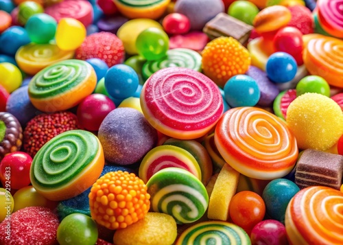 Brightly colored circular candies arranged on a cheerful background, perfect for adding a delightful touch to desserts