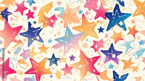 Hand painted collection of adorable stars Abstract vector background featuring a vibrant array of charming hand drawn stars