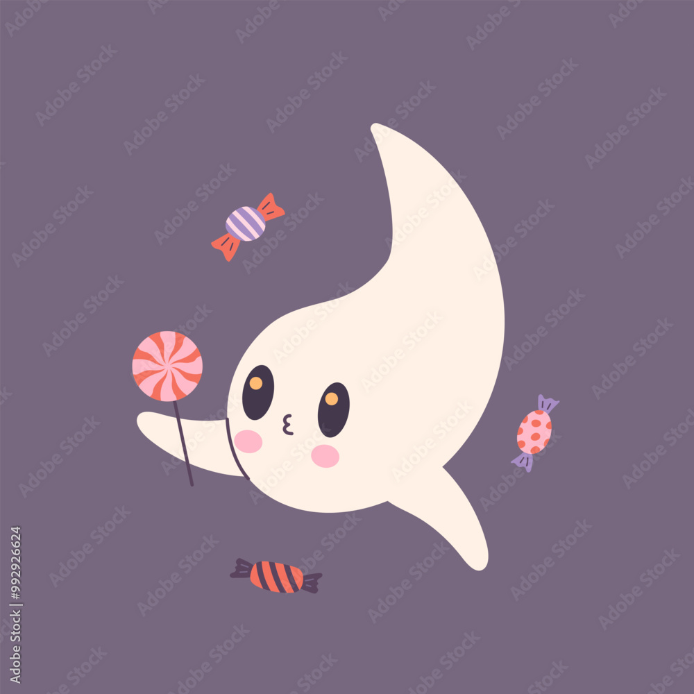 Halloween character. Ghost with candy. Halloween character. Ghost with candy.