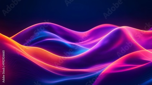 Abstract Wavy Background with Vibrant Neon Colors