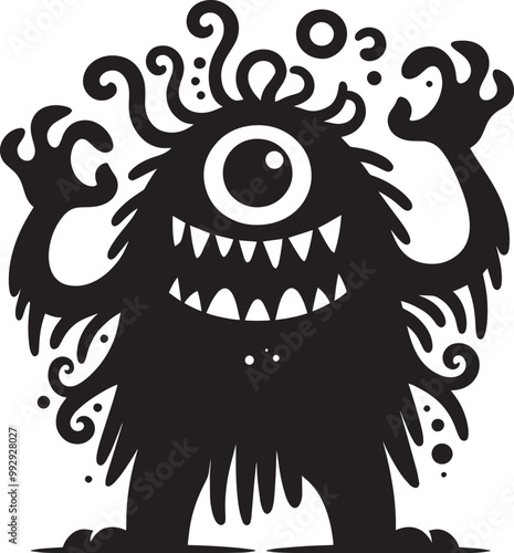 Scary Monster silhouette vector illustration isolated on a white background