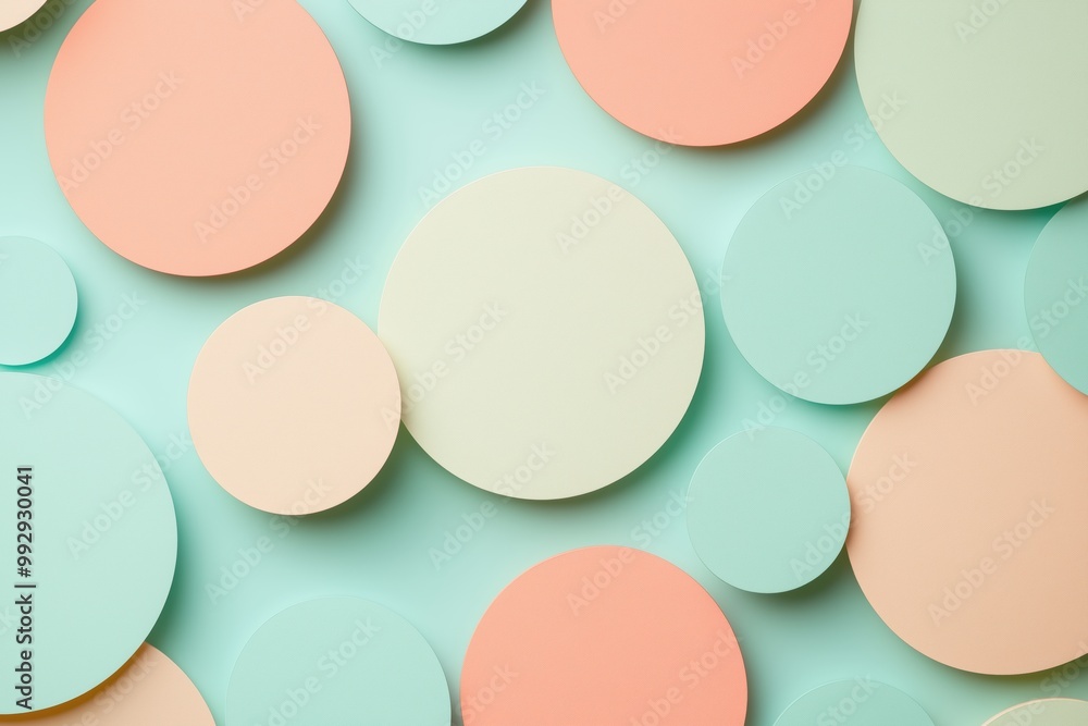 custom made wallpaper toronto digitalGeometric background with simple circles in soft pastel tones like light blue, peach, and mint green