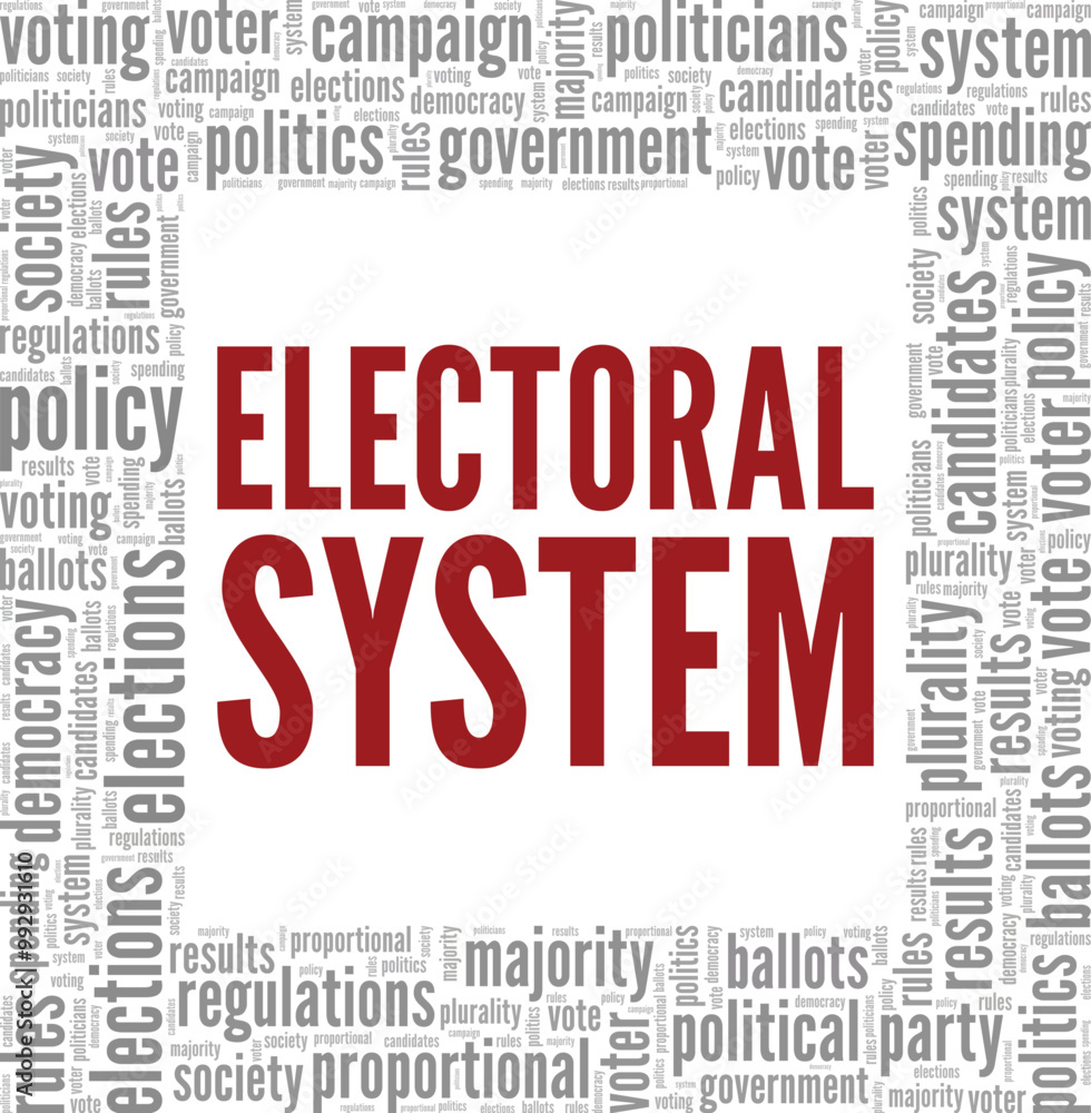 Electoral System word cloud conceptual design isolated on white background. Electoral System word cloud conceptual design isolated on white background.
