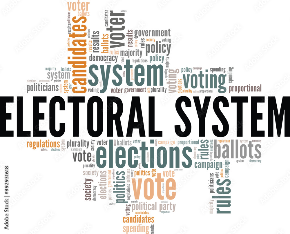 Electoral System word cloud conceptual design isolated on white background. Electoral System word cloud conceptual design isolated on white background.