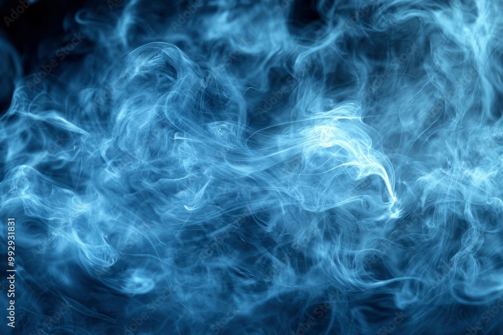 Abstract Blue Smoke Patterns on a Black Background Abstract Blue Smoke Patterns on a Black Background