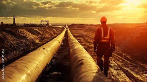 Oil Field Worker Inspects P...