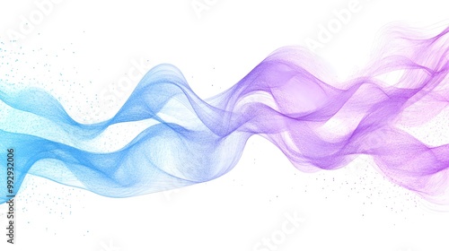 Abstract Wavy Lines with Blue and Purple Color Gradients and Scattered Dots