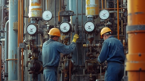 Oil Refinery Workers Inspec...