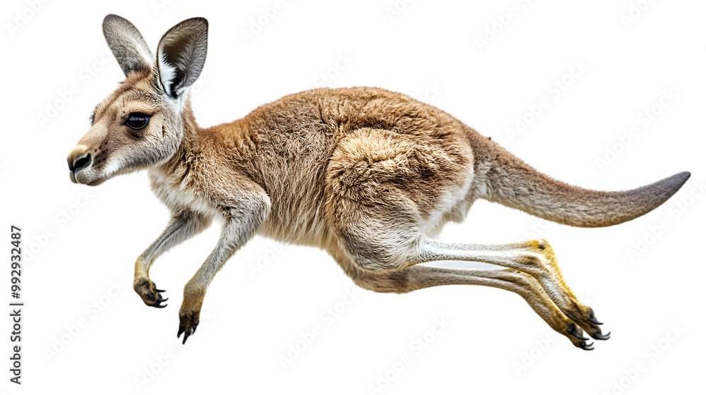 Playful Kangaroo Jumping in Mid-Air Playful Kangaroo Jumping in Mid-Air