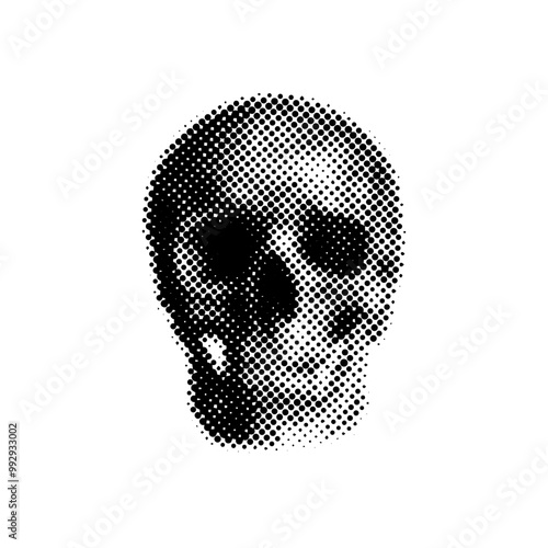 Human skull in halftone style
