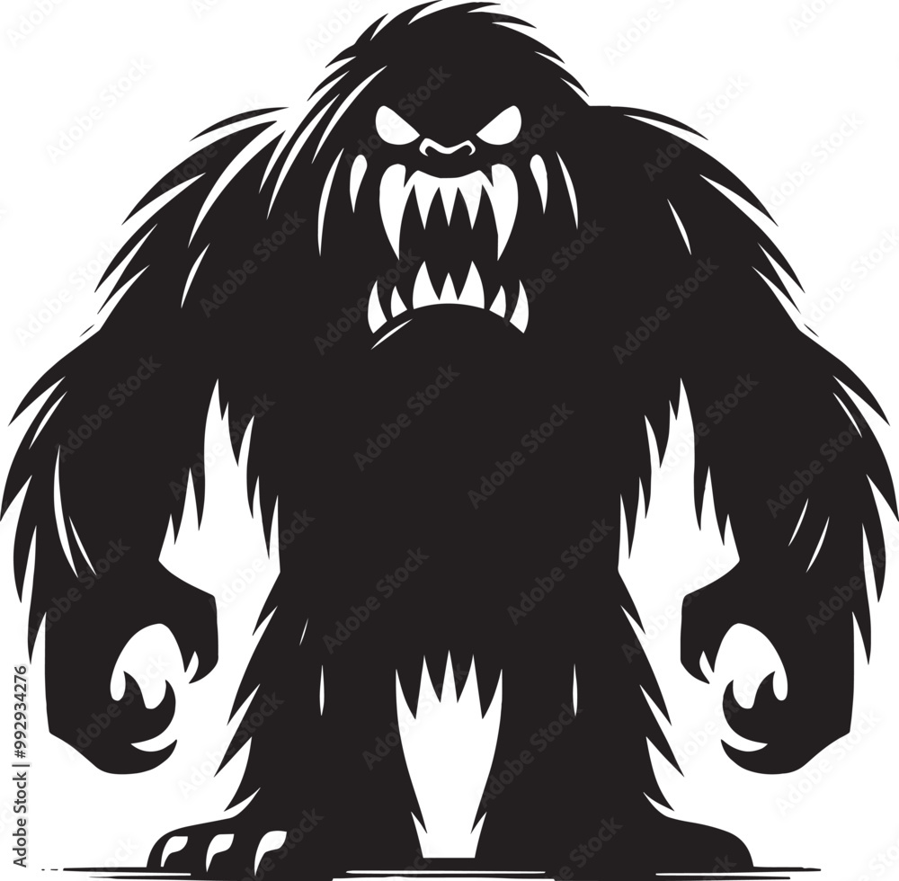 Fototapeta premium Scary Monster silhouette vector illustration isolated on a white background