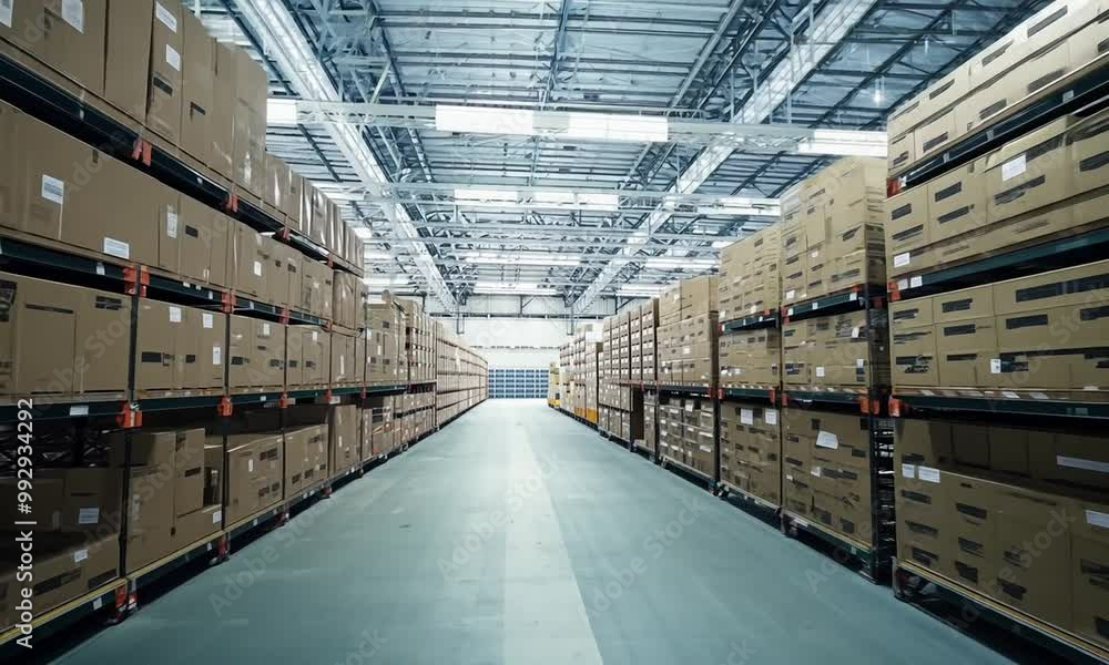 Warehouse Interior with Cardboard Boxes Warehouse Interior with Cardboard Boxes
