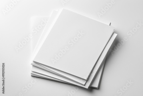 Blank A4 Stacked Paper Mockup isolated created with Generative AI