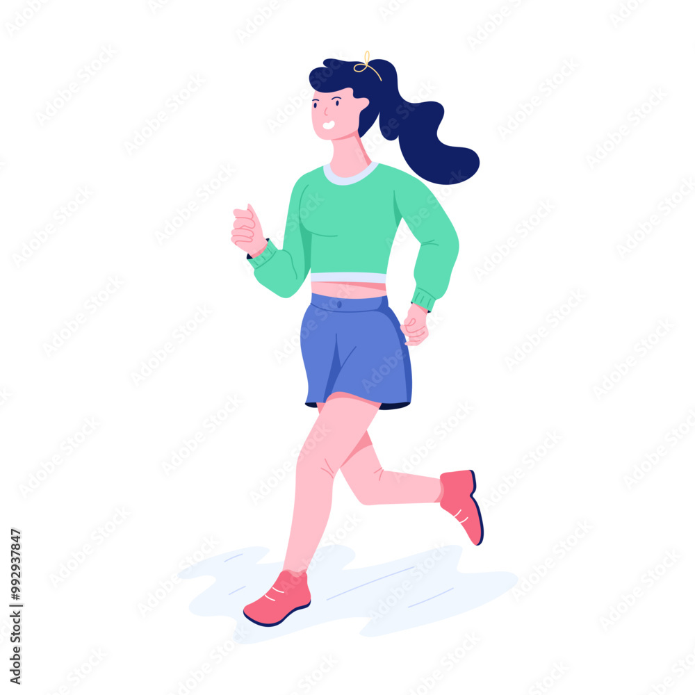 A flat character illustration of morning jogging A flat character illustration of morning jogging