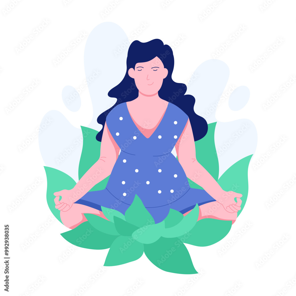 Pregnancy meditation illustration in flat style Pregnancy meditation illustration in flat style