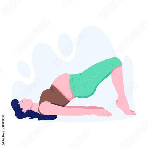 A pregnancy yoga pose illustration in flat style 