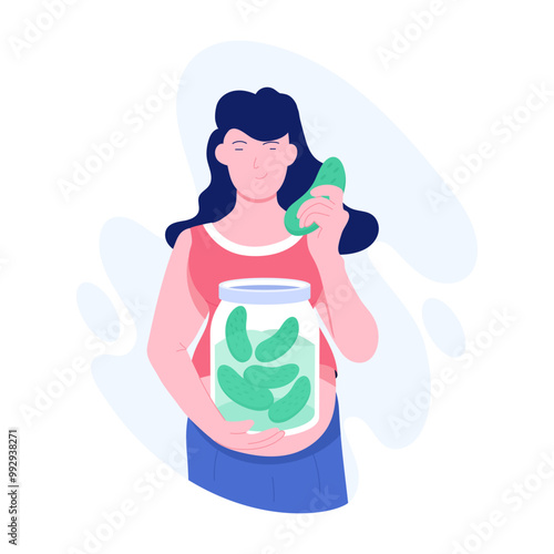 A flat illustration of pregnancy cravings 