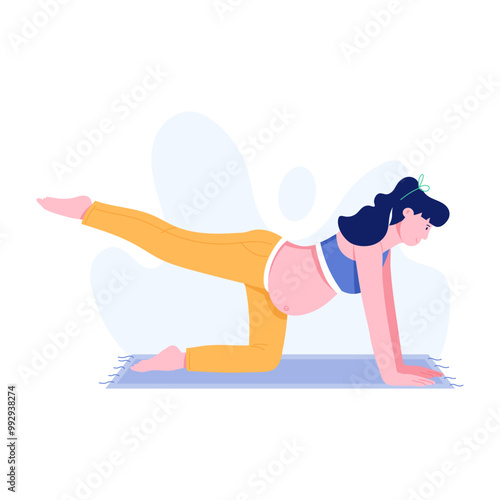 Prenatal yoga illustration in flat style