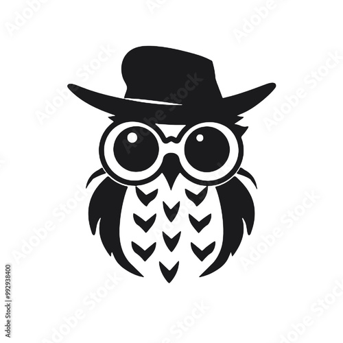 Owl Cartoon Mascot Character Wearing a Hat