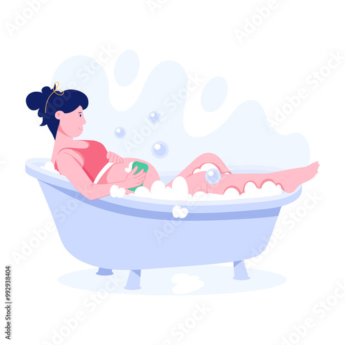 Pregnancy bath illustration in flat style 