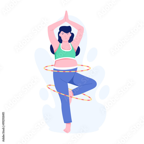 A pregnant woman doing yoga, flat style illustration 