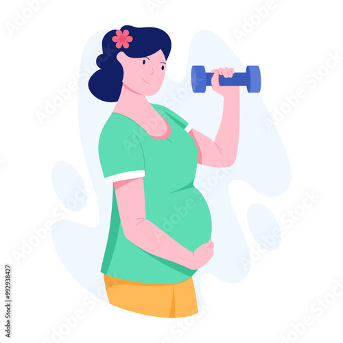 A flat style illustration of a pregnancy gym 