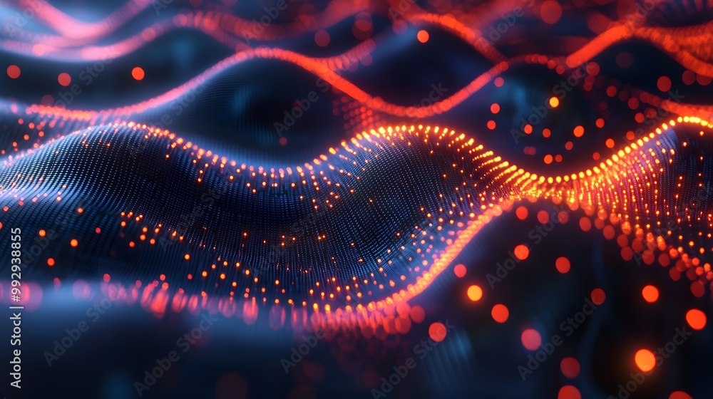 Abstract Digital Wave with Glowing Red Lights Abstract Digital Wave with Glowing Red Lights