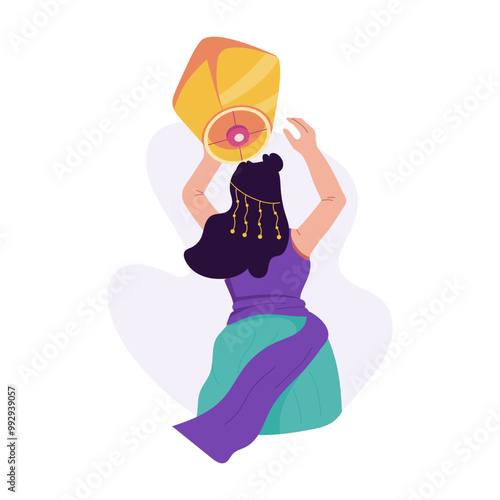 Character based flat illustration of sky lantern 