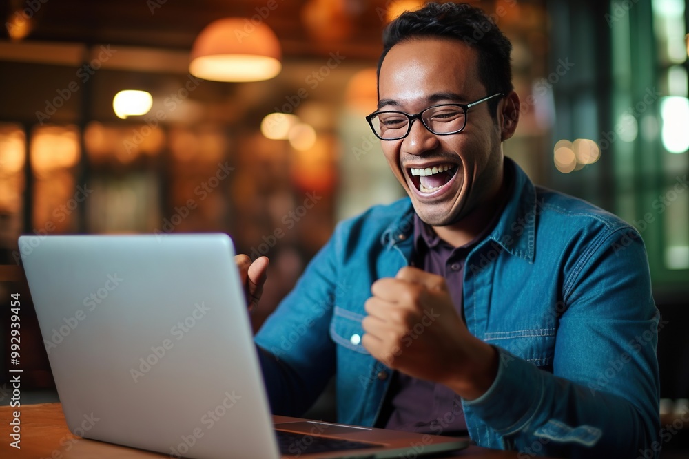 Obraz premium man working on laptop