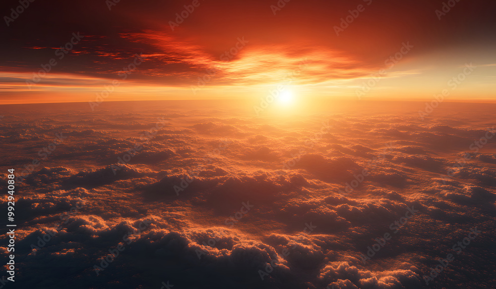 Golden Sunrise Over Clouds in Majestic Sky Design Golden Sunrise Over Clouds in Majestic Sky Design