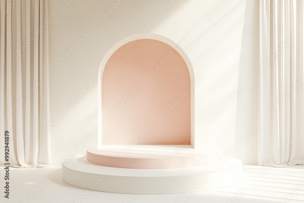 Minimalist Podium with Soft Pastel Tones Minimalist Podium with Soft Pastel Tones
