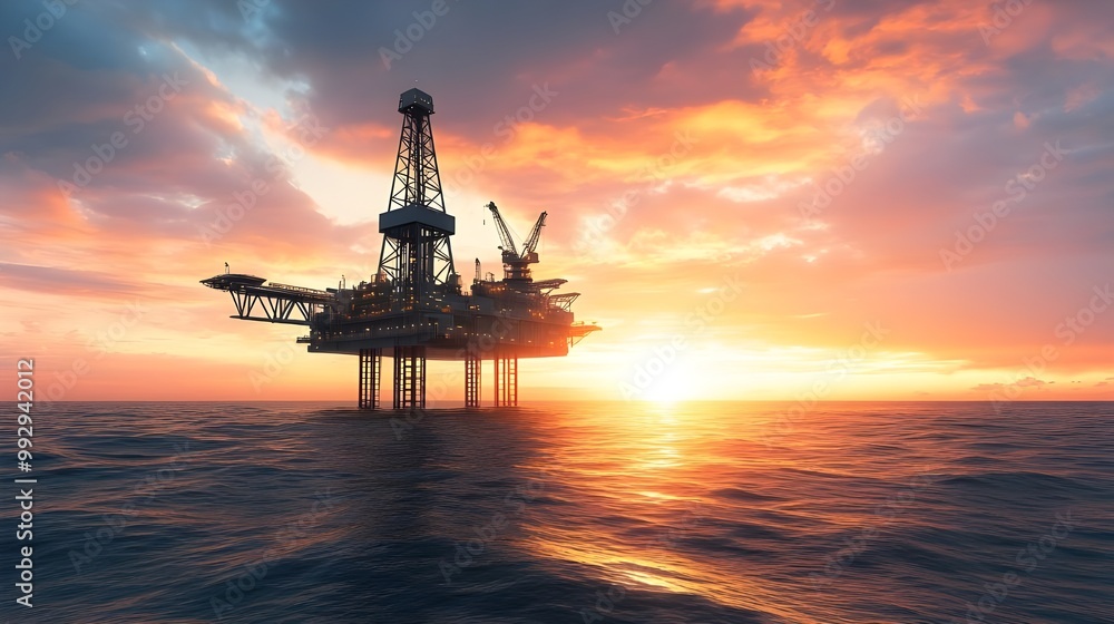 Offshore Oil Rig Operations with Drills and Machinery. Offshore Oil Rig Operations with Drills and Machinery.