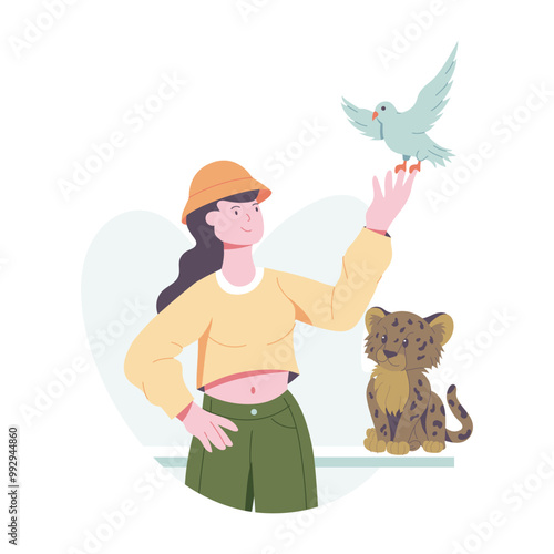 A flat illustration of pet lover