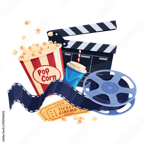 Film cinematography industry composition isometric vector illustration
