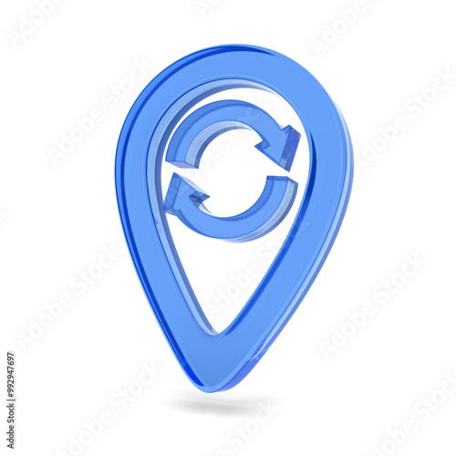 Glass pointer marker on white background. Isolated 3D illustration