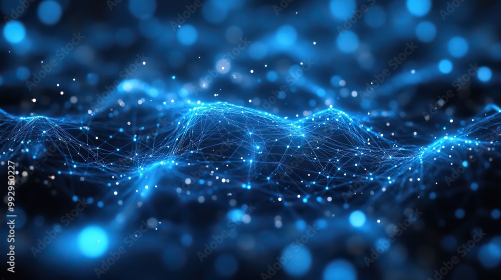 An abstract blue dot network background, ideal for illustrating technology and digital connections. An abstract blue dot network background, ideal for illustrating technology and digital connections.
