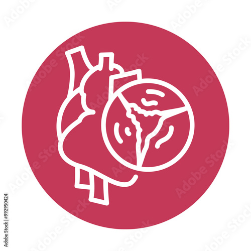 Valvular heart disease black line icon.