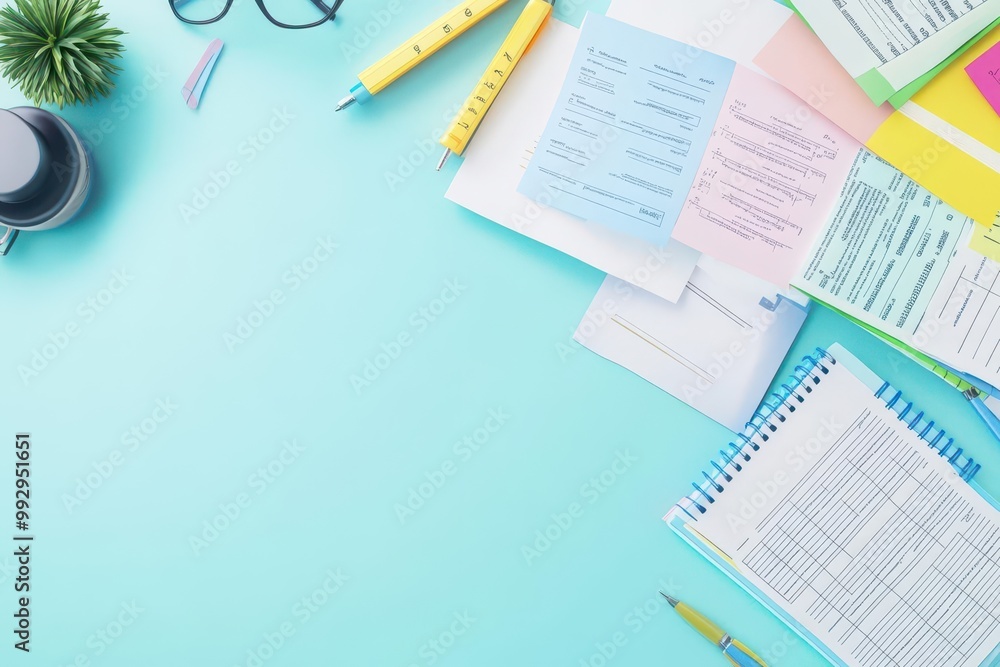 Freelancer organizing tax receipts in a home office, 3D illustration Freelancer organizing tax receipts in a home office, 3D illustration