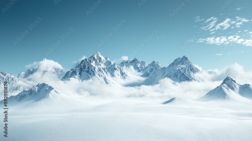 Majestic snow-covered mountain range under a clear sky Majestic snow-covered mountain range under a clear sky