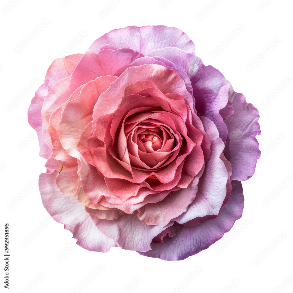 Pink lavender violet stalk of rose roses flower floral top view isolated on transparent or white background Pink lavender violet stalk of rose roses flower floral top view isolated on transparent or white background