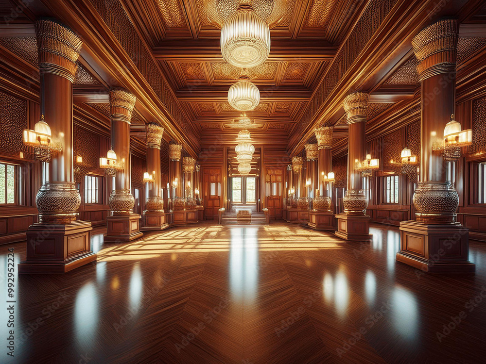 Fototapeta premium A peaceful and shady temple hall