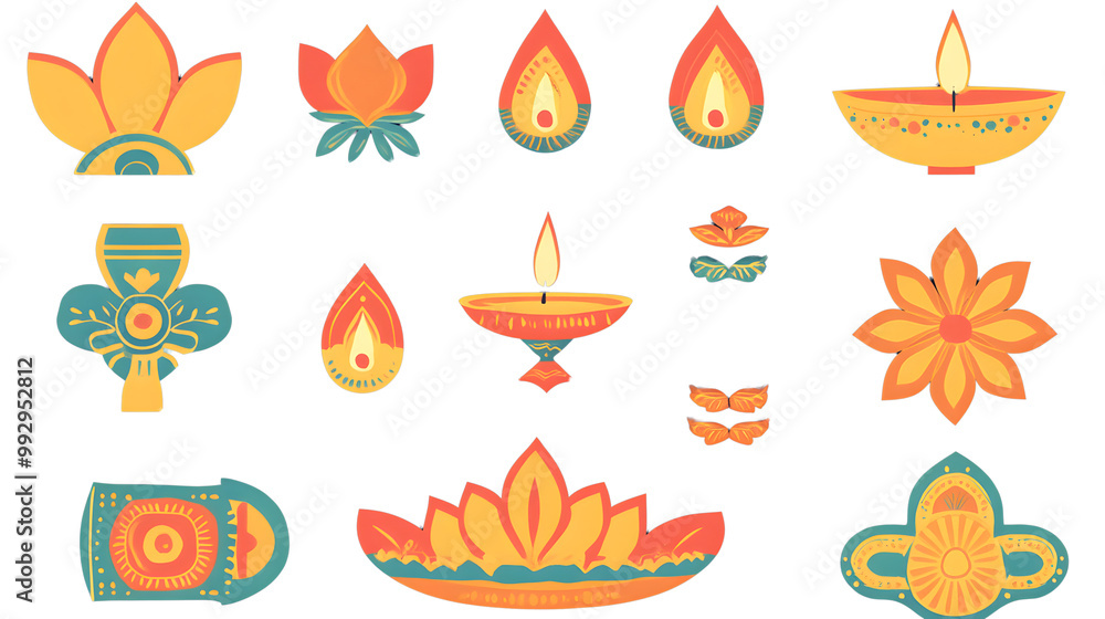 Diwali elements for patterns Diwali elements for patterns