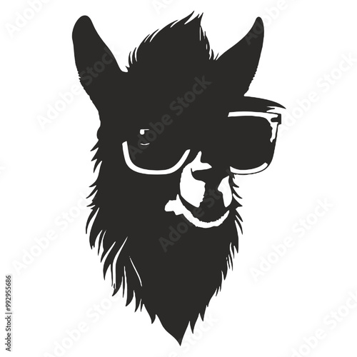 black and white Llama stock illustration