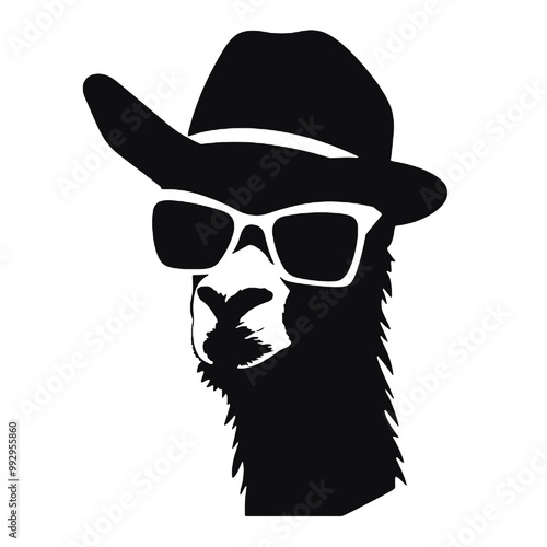 black and white Llama stock illustration