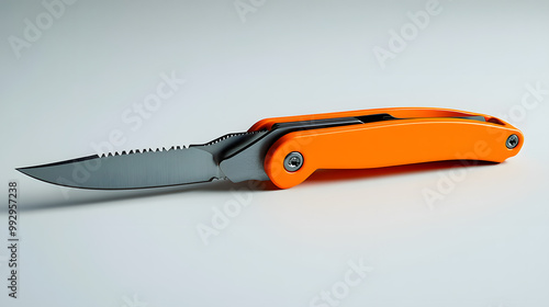 Box Cutter on Solid Gray Background