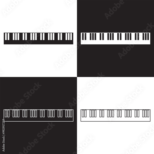 piano keys Isolated on white and black background. Vector illustration EPS 10