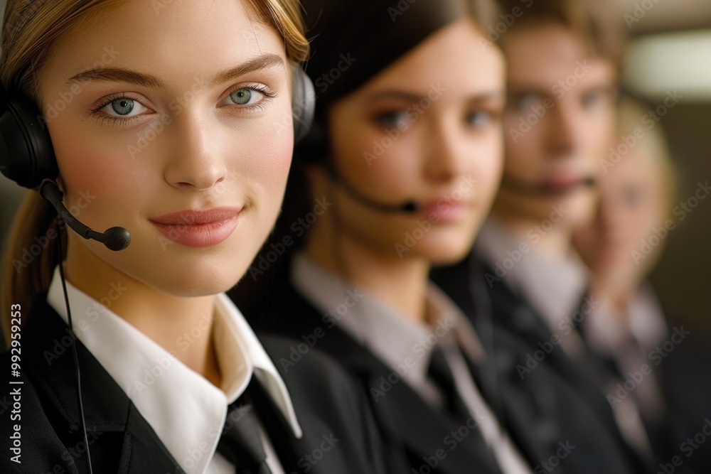 Service Call Center Workers. Attractive Adult Agents in Business Attire Service Call Center Workers. Attractive Adult Agents in Business Attire