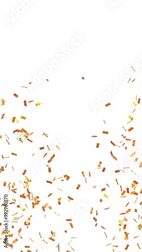 explosion de confettis dorés qui montent sur les côtés - format vertical - rendu 3D