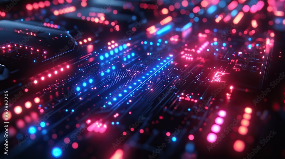 An AI-generated futuristic abstract background with hi-tech digital circuits on a blue and pink neon palette. An AI-generated futuristic abstract background with hi-tech digital circuits on a blue and pink neon palette.