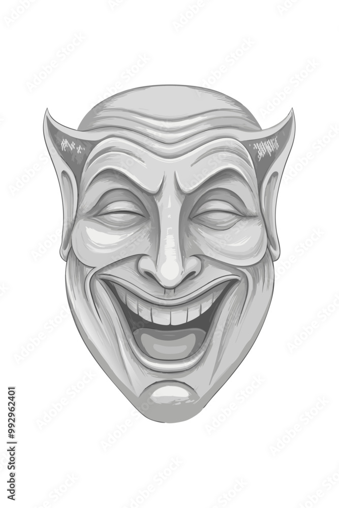 Naklejka premium Theatre masks drama and comedy vector image, isolated on white bckground